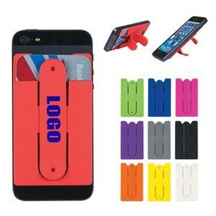 Silicone Phone Wallet with Kickstand (3 3/4"x2 1/5"x1/6") 2