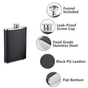 PU Leather 7oz Stainless Steel Flask With Tightly Sealed Cap 11