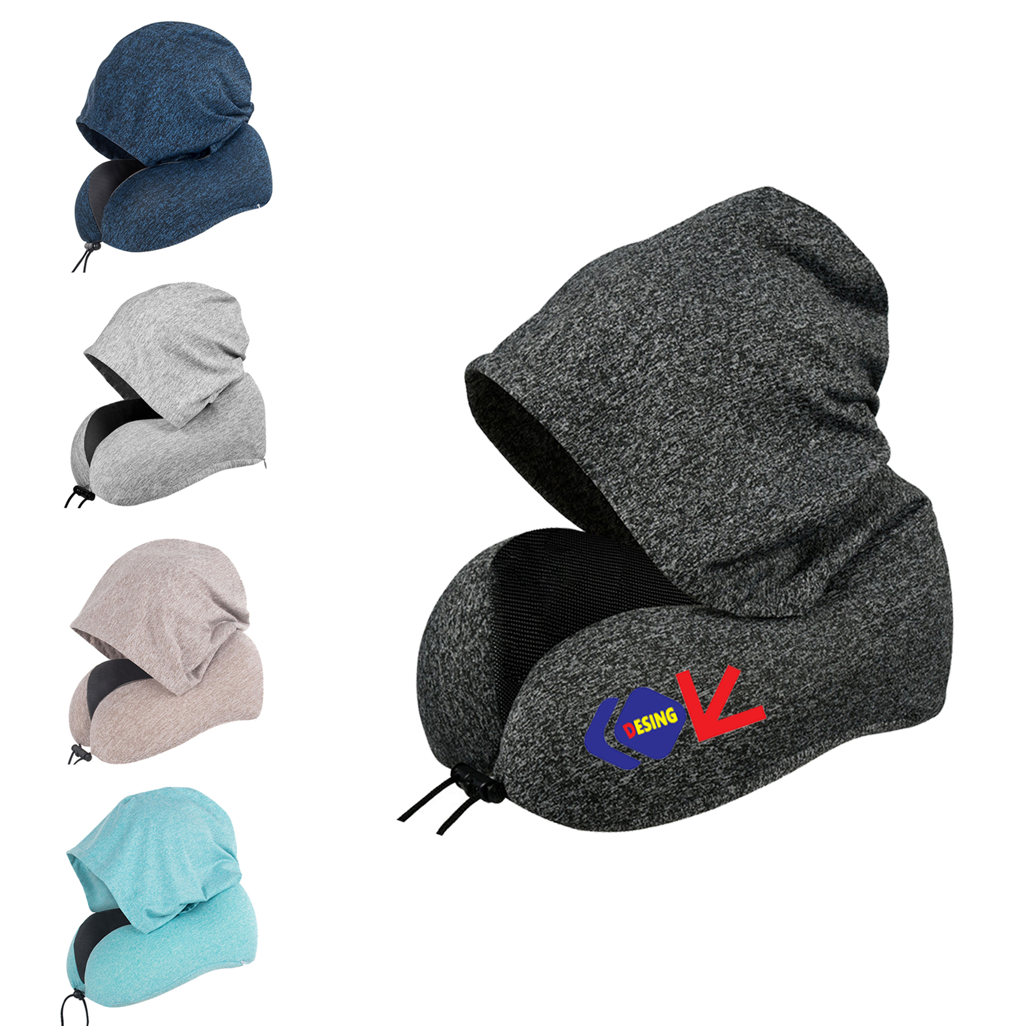 Customizable Hooded Travel Neck Pillow 2