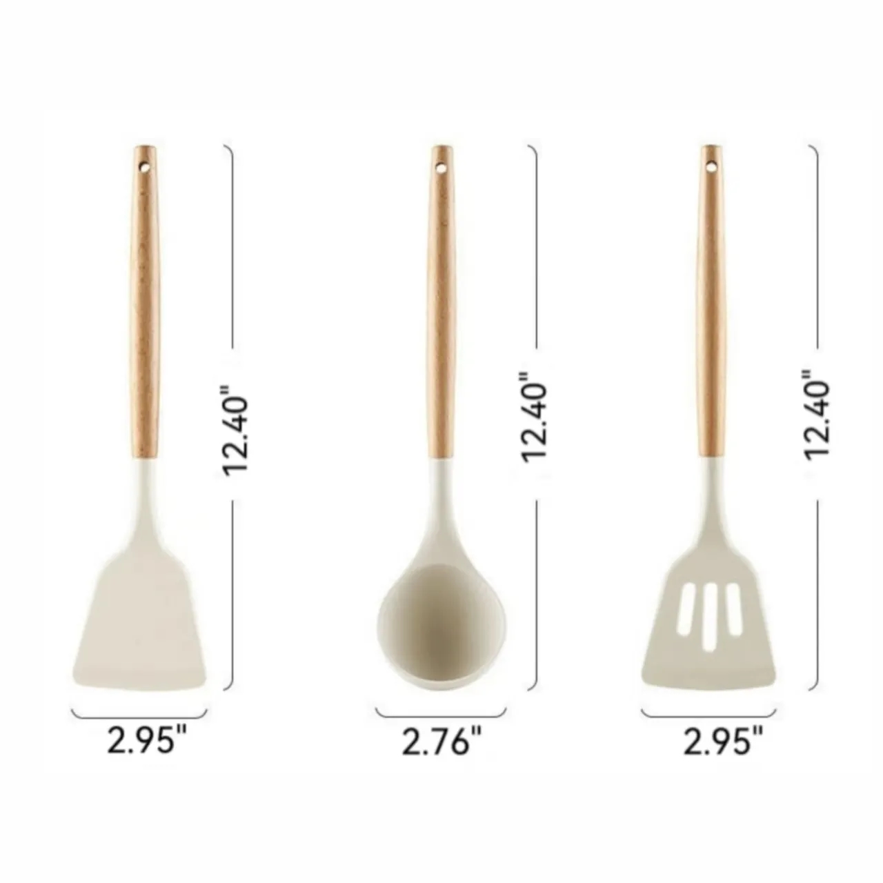 Silicone Wooden Handle Kitchen Utensil Set (Non-Stick Safe 3