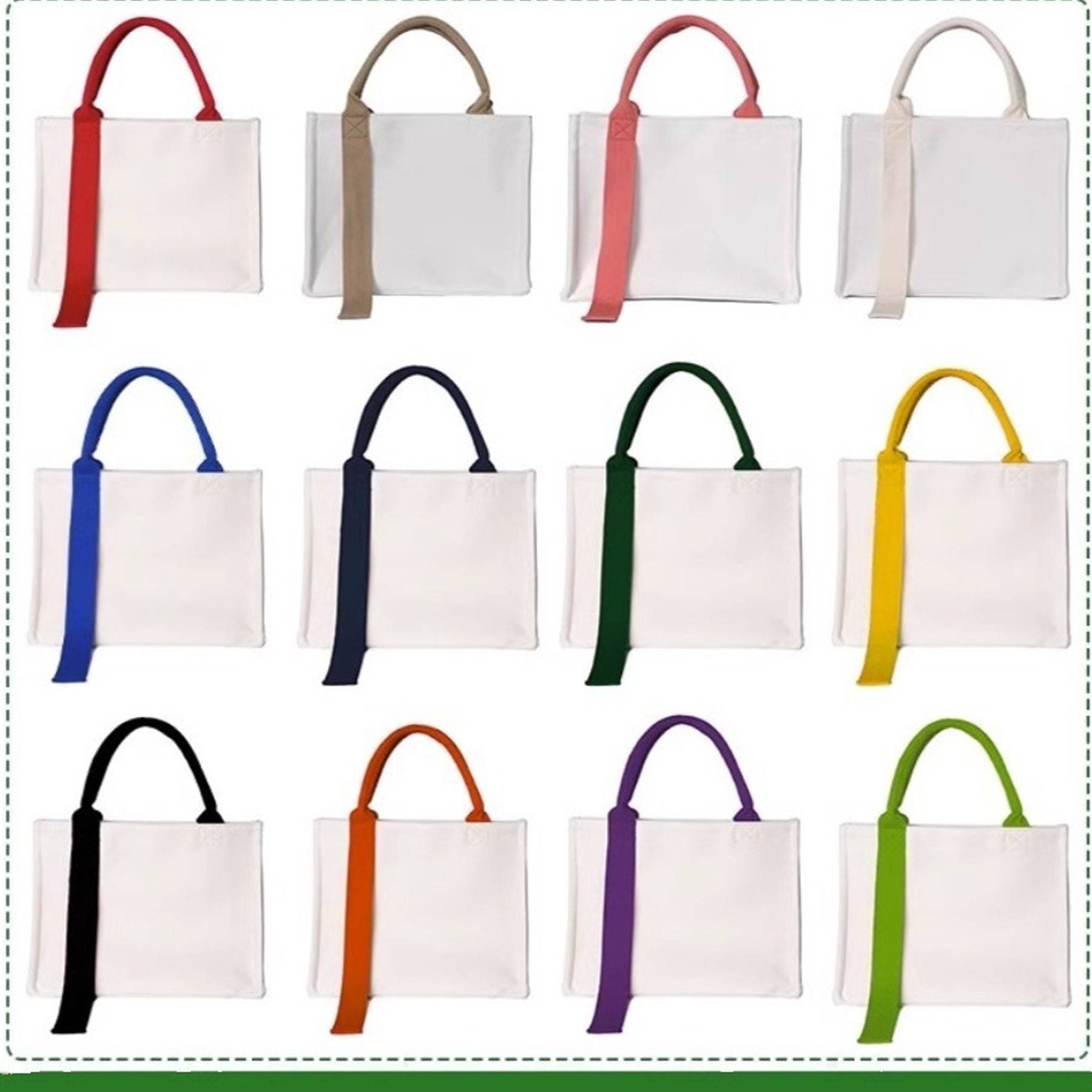 Canvas Reusable Crossbody Shopping Tote Bag with Ribbon, custom tote bag with logo imprint 8
