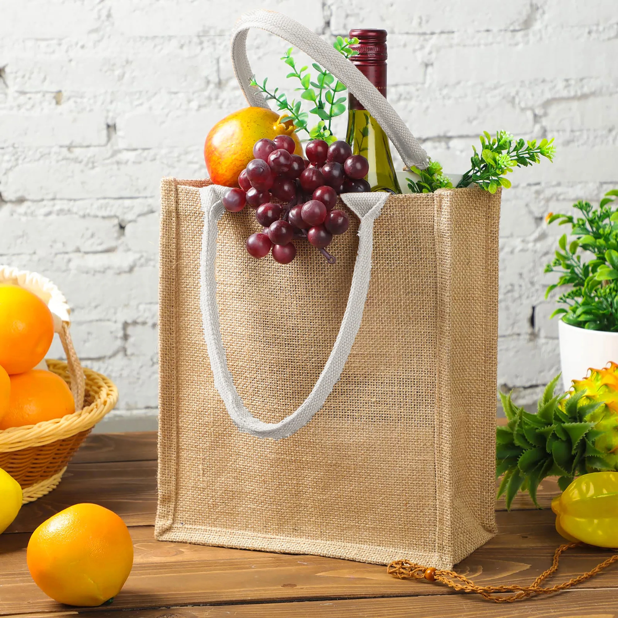 14" x 16" x 19" Large Burlap Tote Bag 5