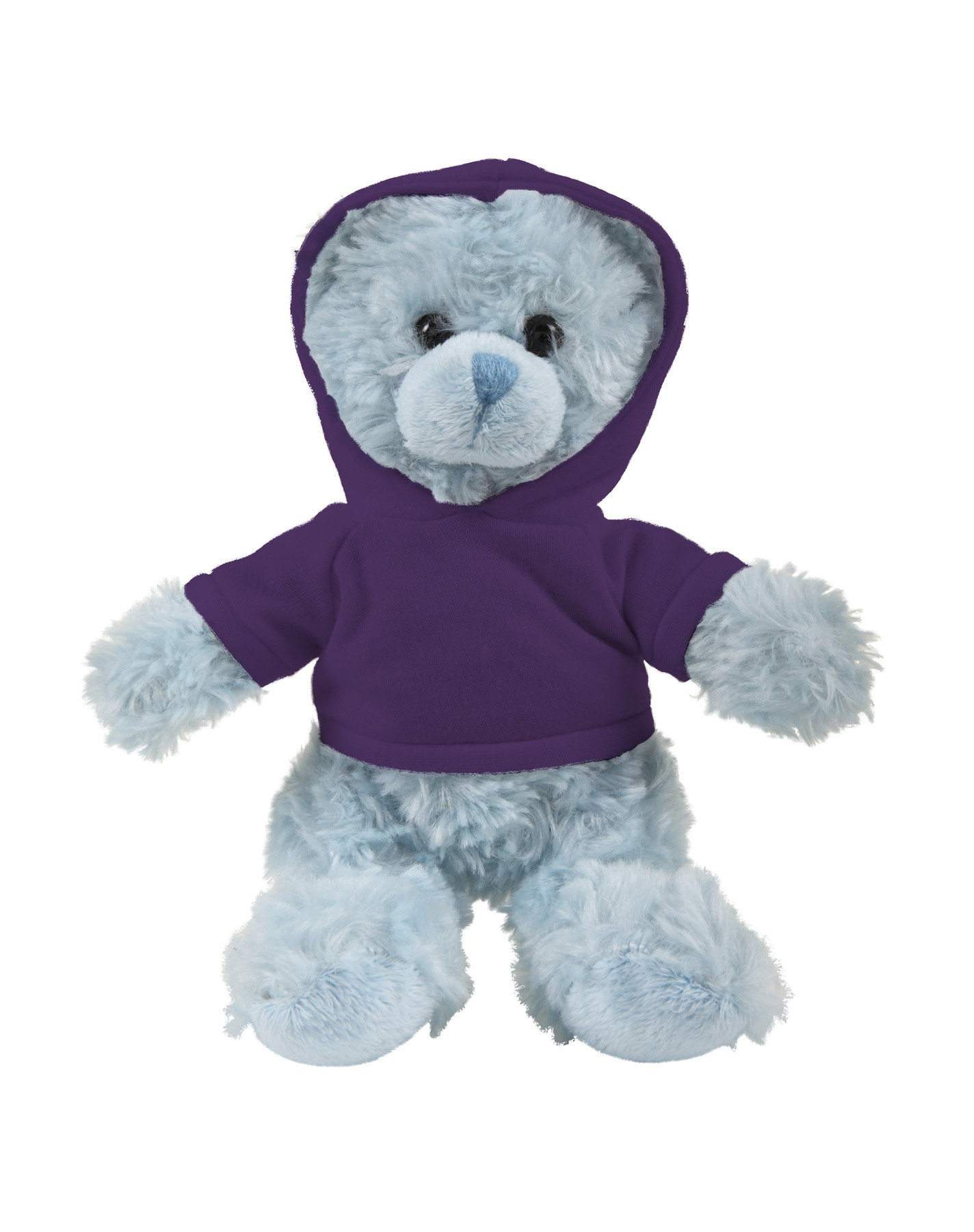 soft plush Blue Curly Sitting Bear with hoodie 6