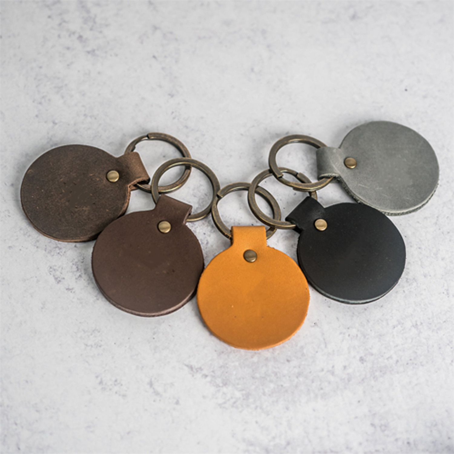 customized genuine/pu leather round key chain 2