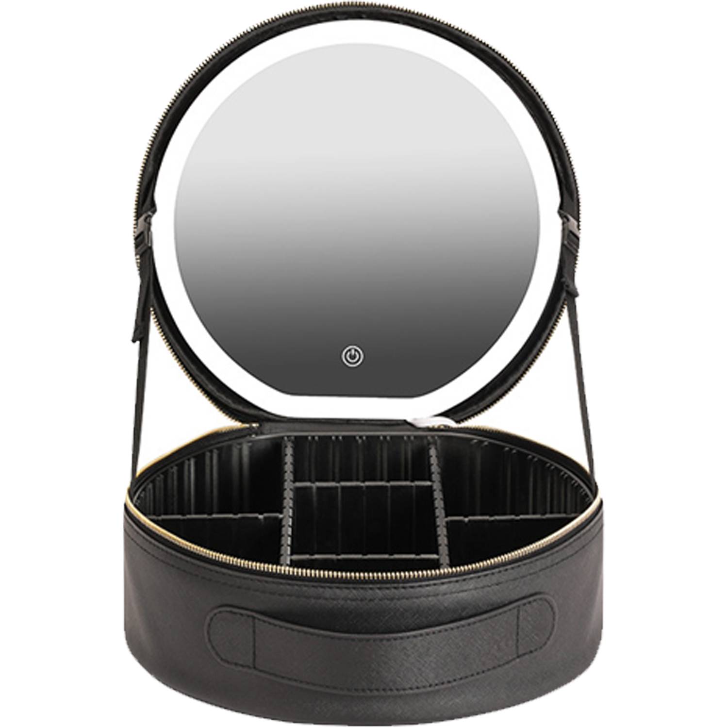 Large Round Travel Makeup Bag Cosmetic Case w/ LED Mirror 4