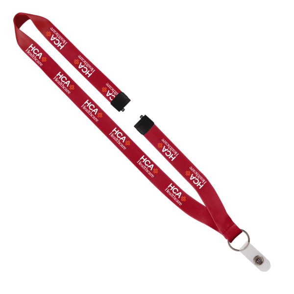 3/4" Polyester Lanyard with Sewn Silver Metal Split-Ring 172