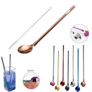 Reusable Stainless Steel Straw And Spoon Set 10