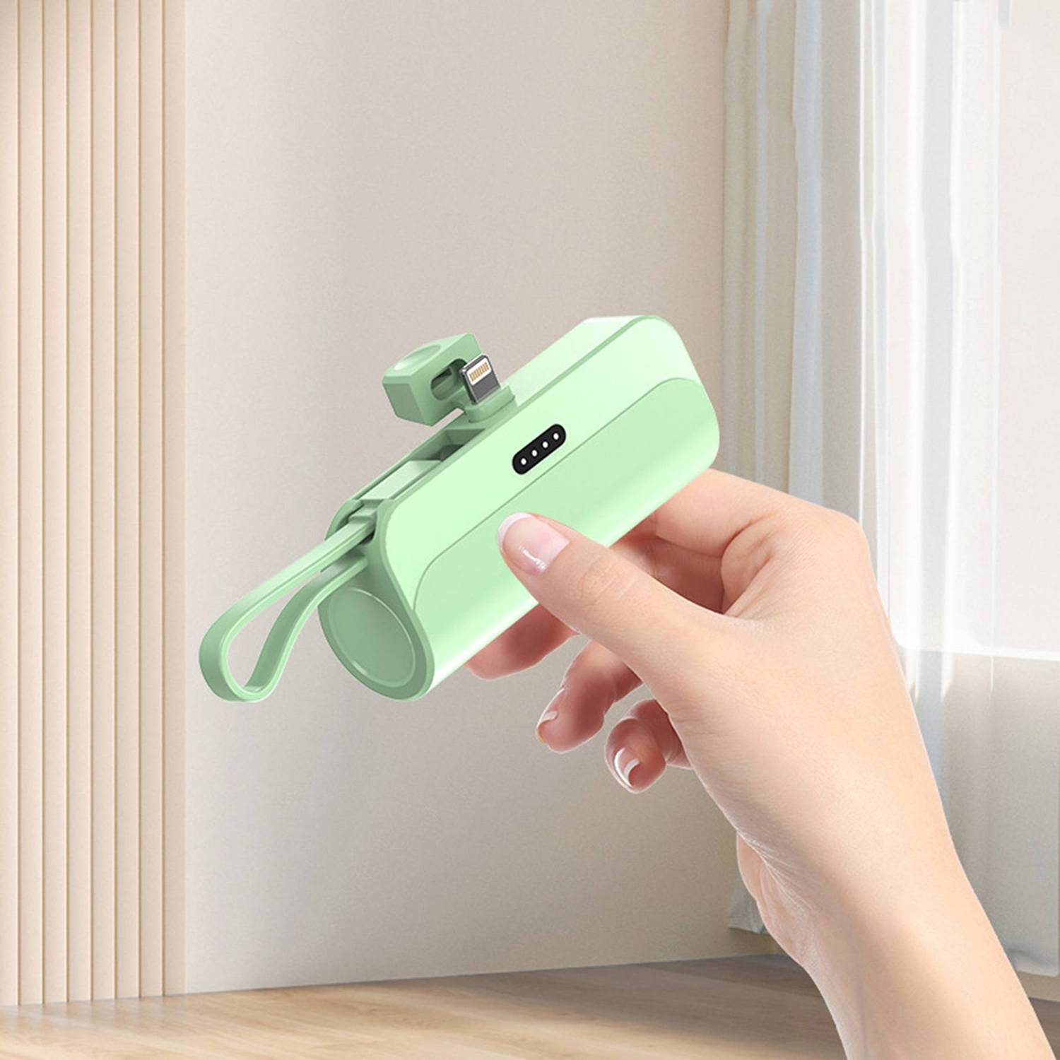 Mini 5000mAh Portable Power Bank w/ Built-in Cable 8