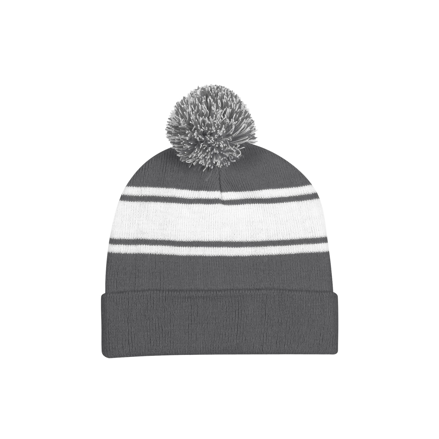 Two-Tone Knit Pom Beanie With Cuff 5