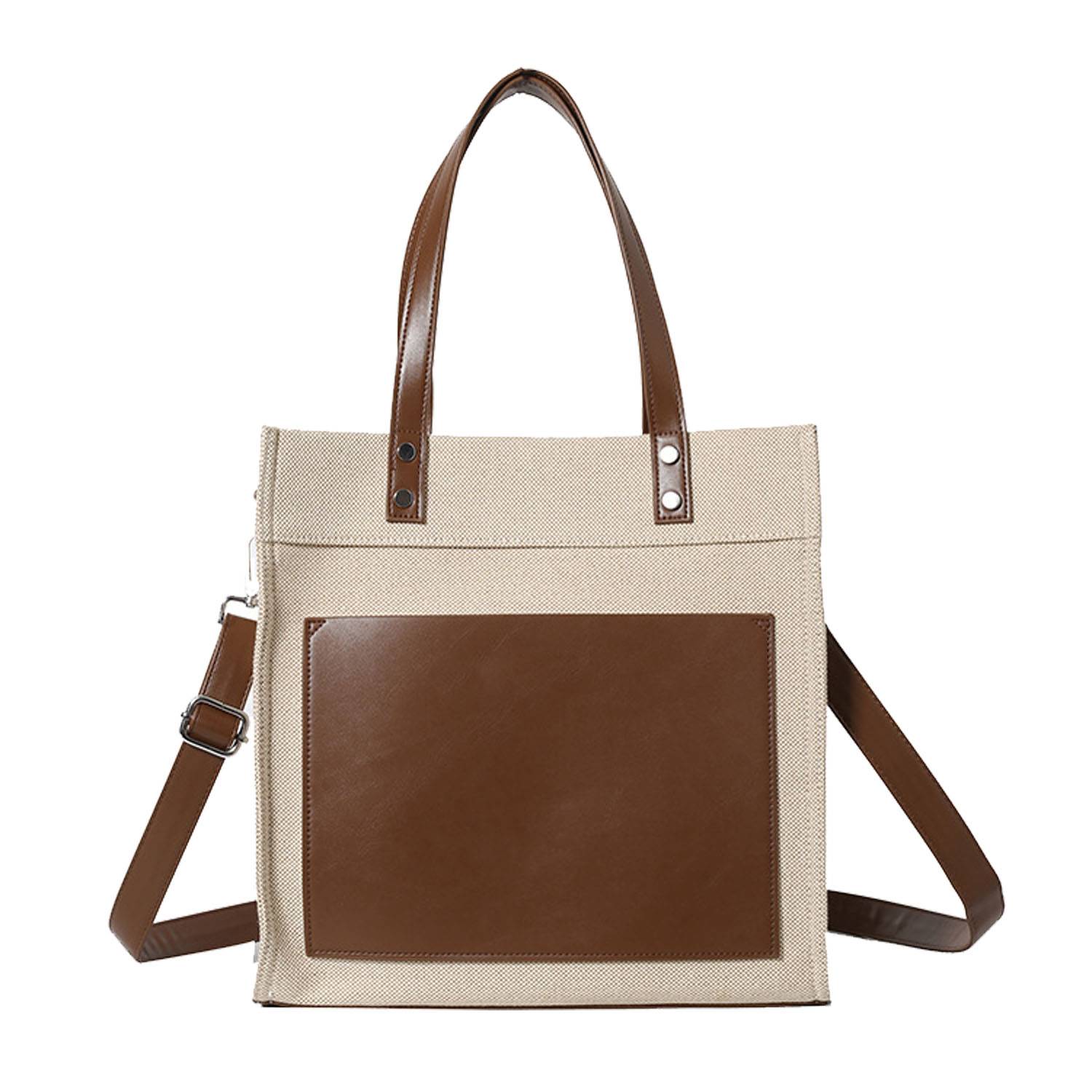 Canvas Tote Bag PU Leather Handles Adjustable strap, custom tote bag with logo imprint 6