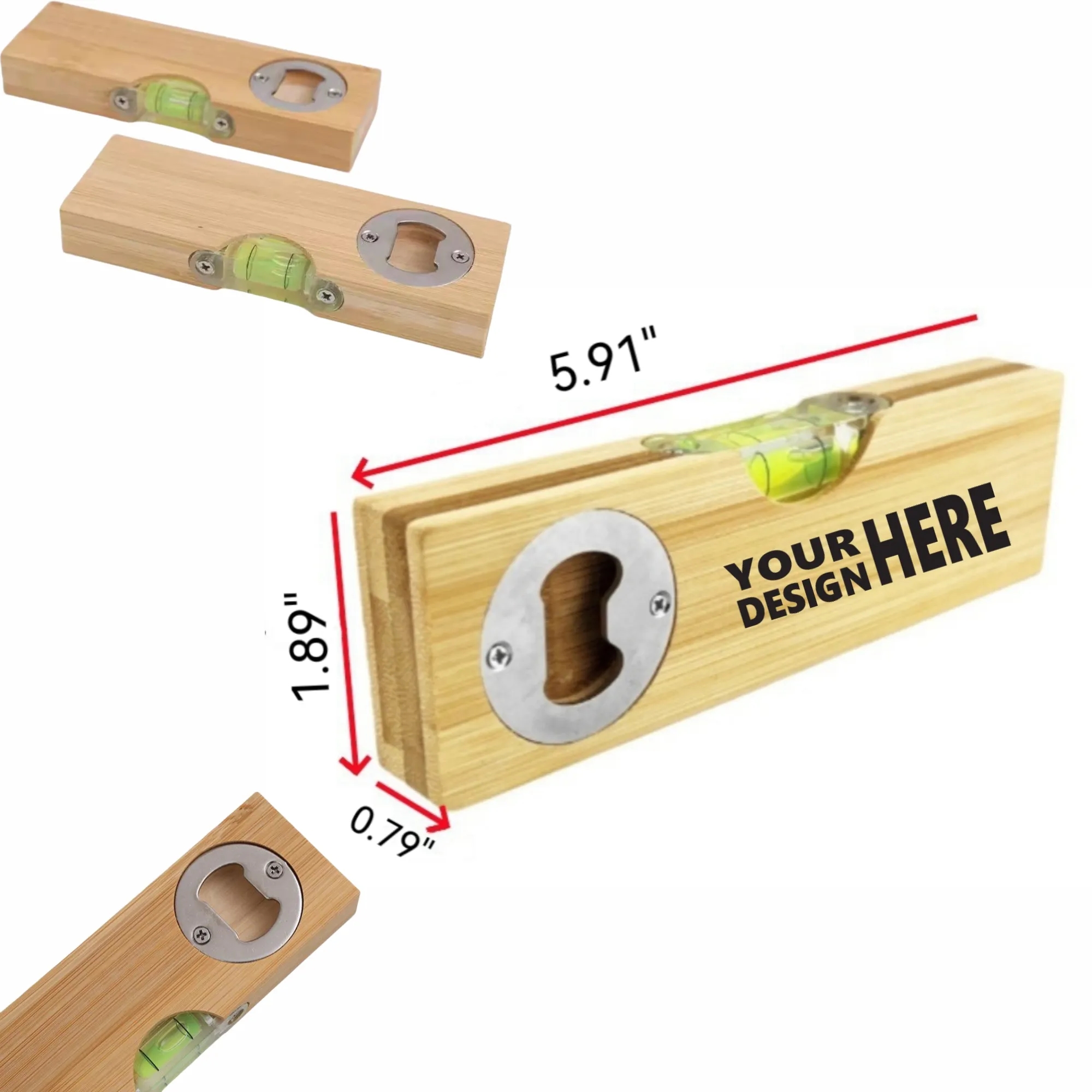 Wooden Bottle Opener With Level, Custom Logo Gift 3