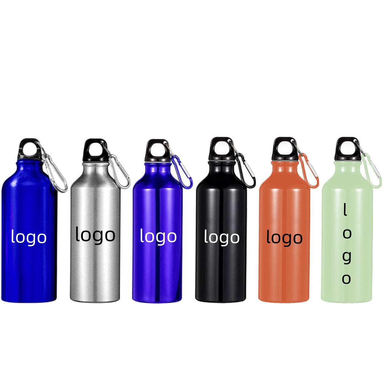 Aluminum Sports Bottle w/Carabiner, custom water bottle with logo imprint 2