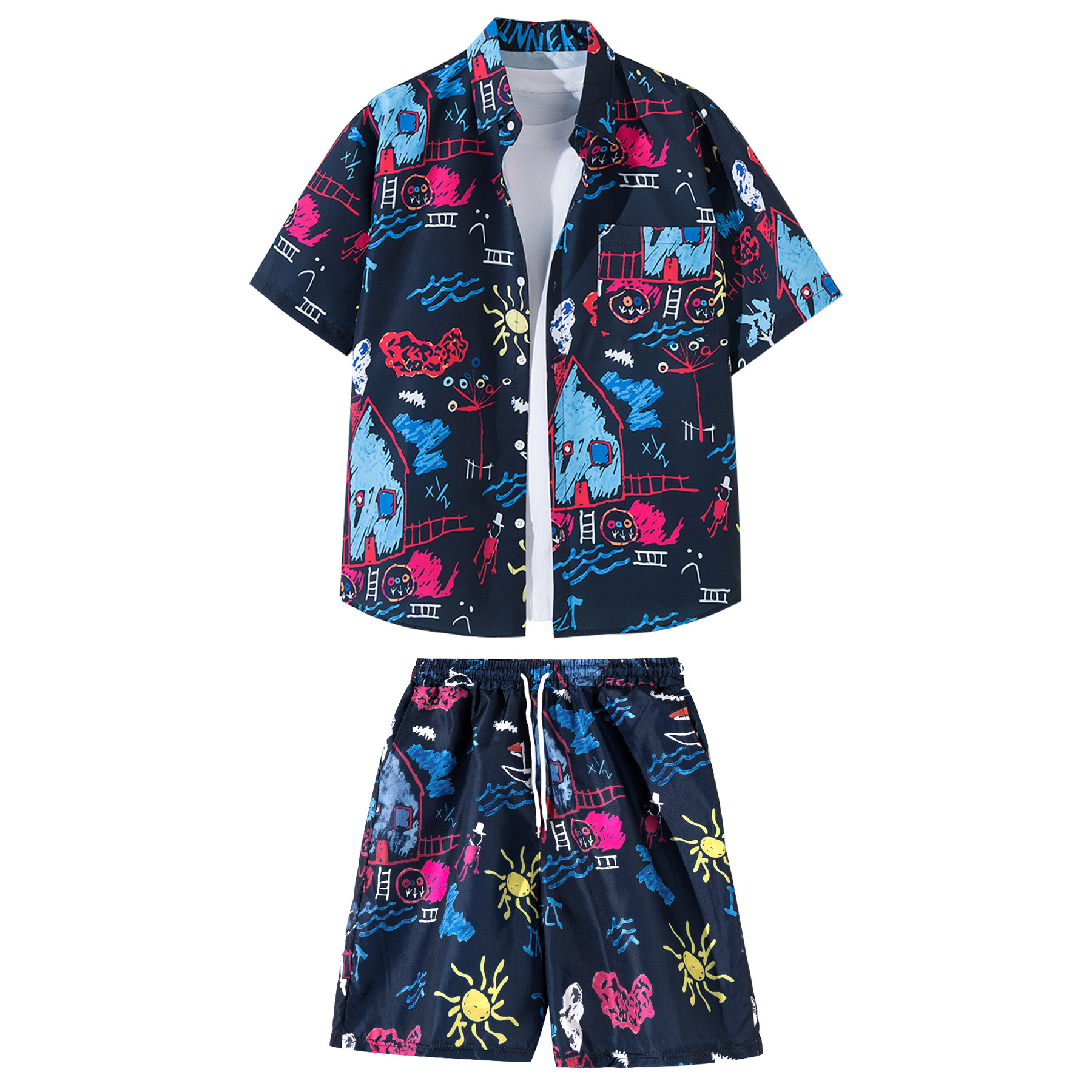 2 Pieces Hawaiian Shirts And Shorts Sets 5