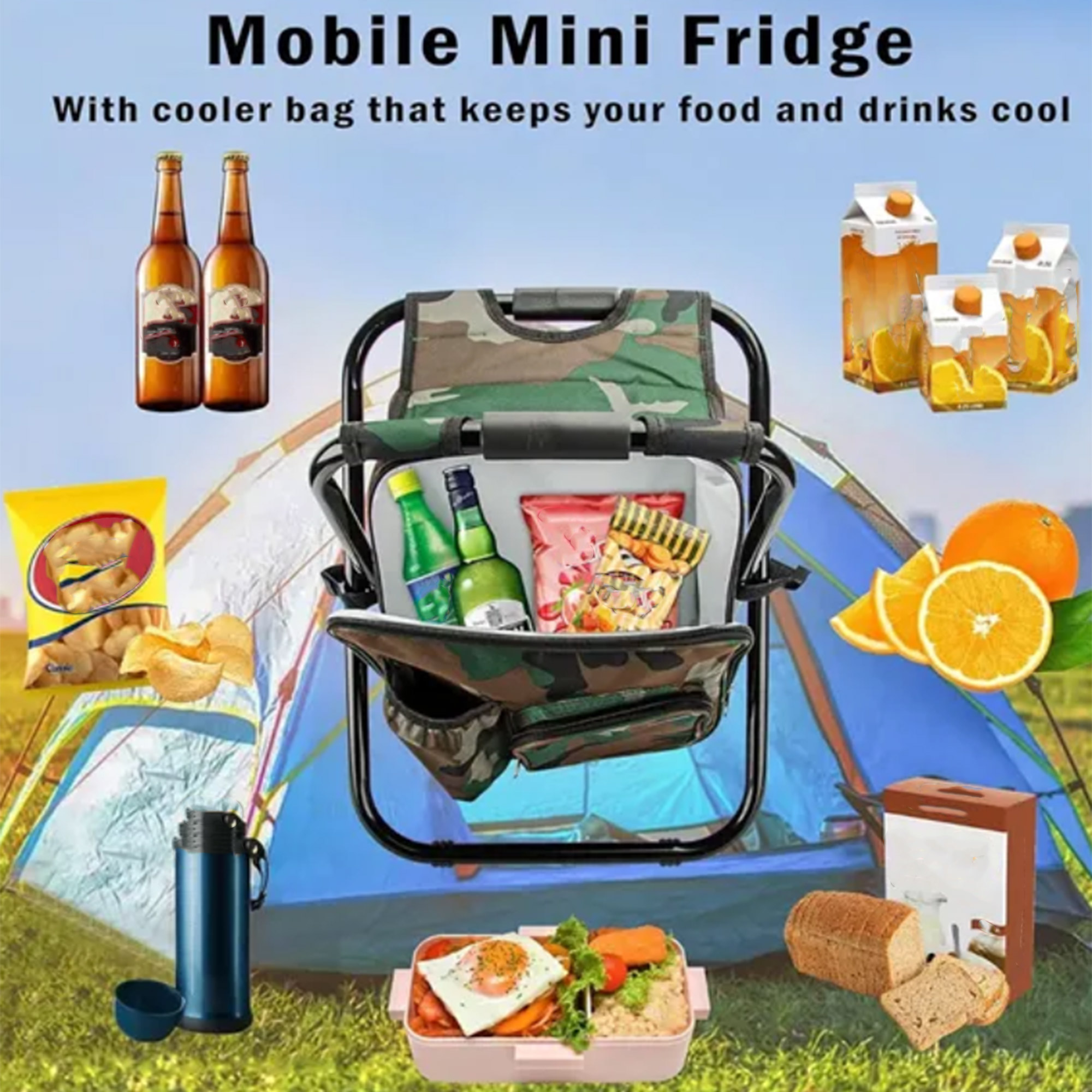 Outdoor Portable Folding Stool Backpack Cooler Bag 6