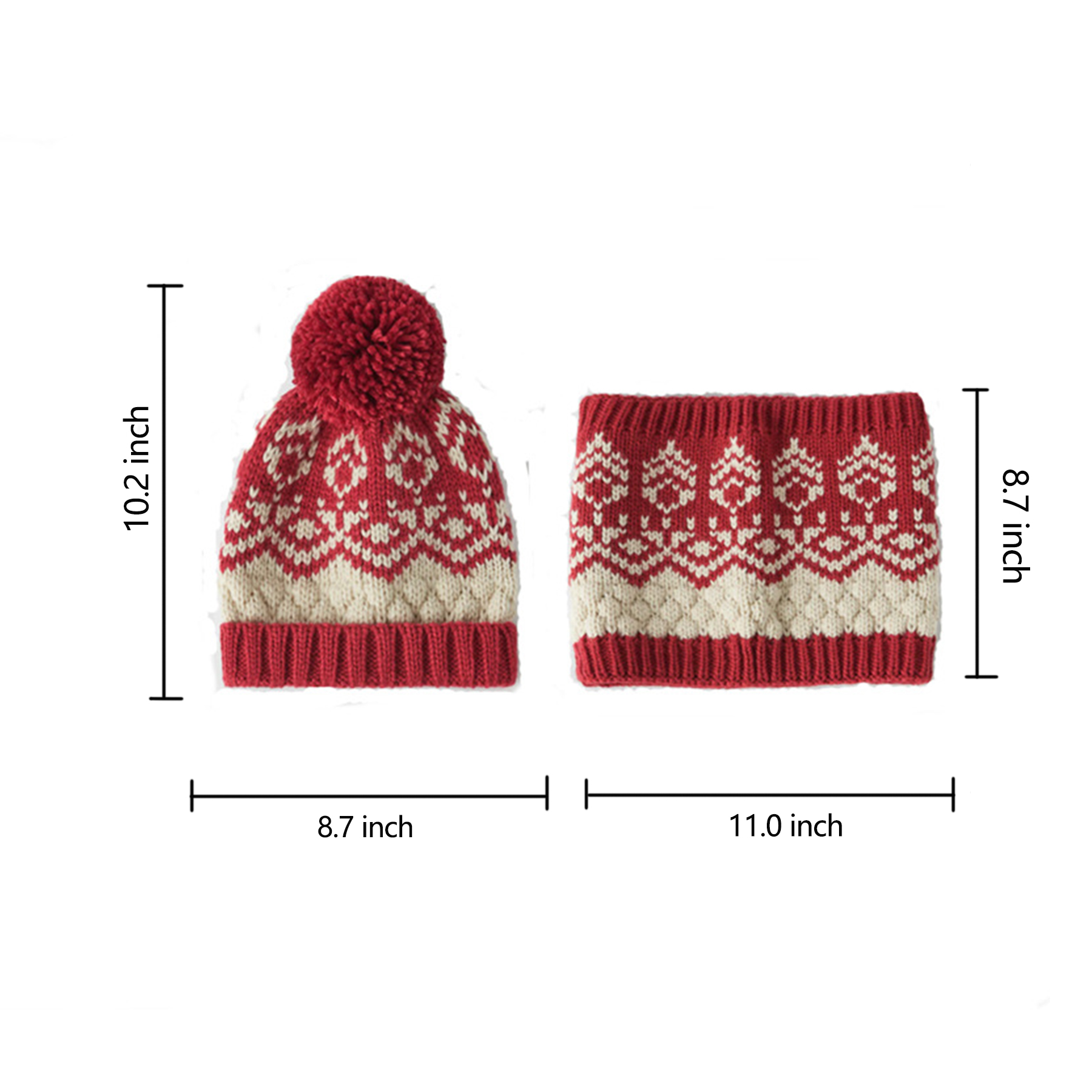 Christmas knitted hat neck bib two-piece for Girls and Boys 6