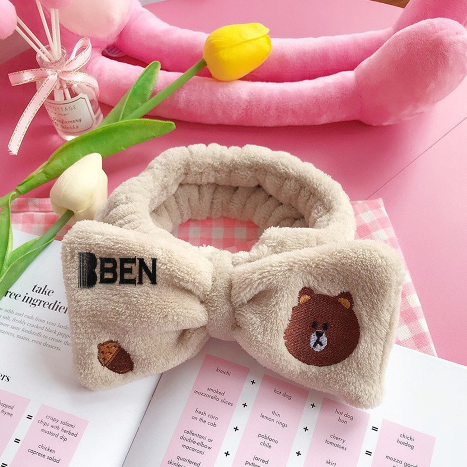 Cute Embroidered Little Bear Headband for Face Washing 6