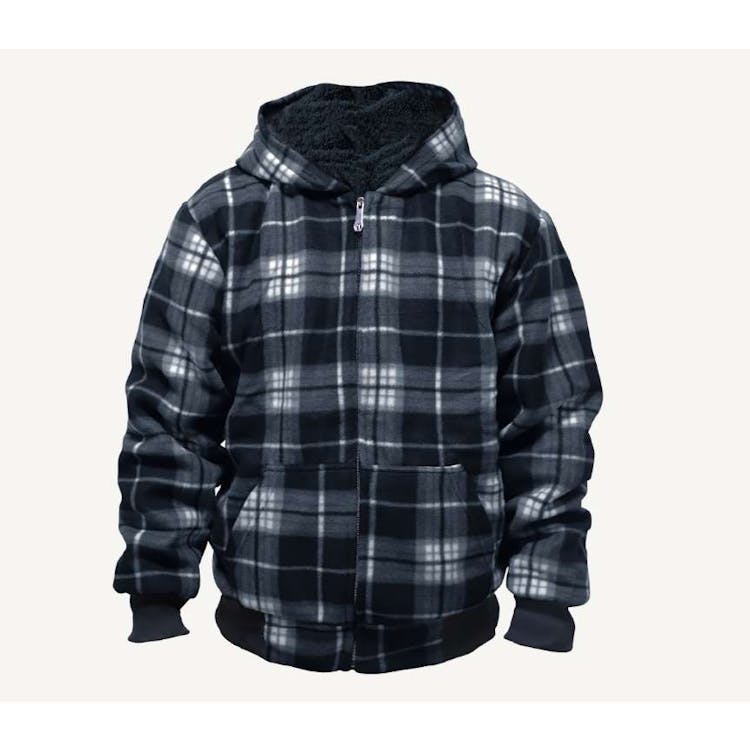 Men's Plaid Sherpa Lined Full Zip Hoodies S-2XL, custom hoodie or sweatshirt with logo imprint 1