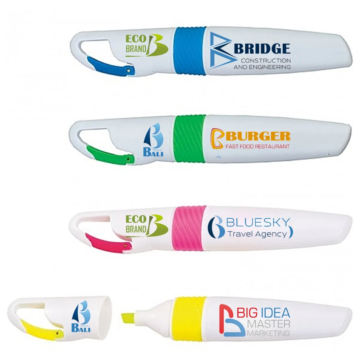 Custom highlighter pen with a unique carabiner design 3