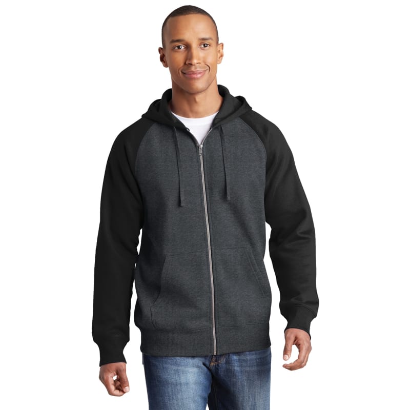 Sport-Tek Raglan Colorblock Full-Zip Hooded Fleece Jacket. 7