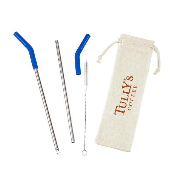 Reusable Stainless Steel Two Straw Set 12