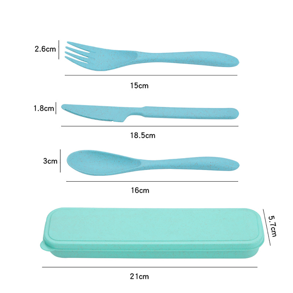 3PCS Wheat Straw Cutlery Knife Fork Spoon Set 5