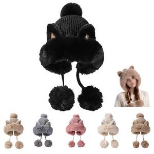 Women Winter Warm PomPom Cat Ear Beanie Hat 2