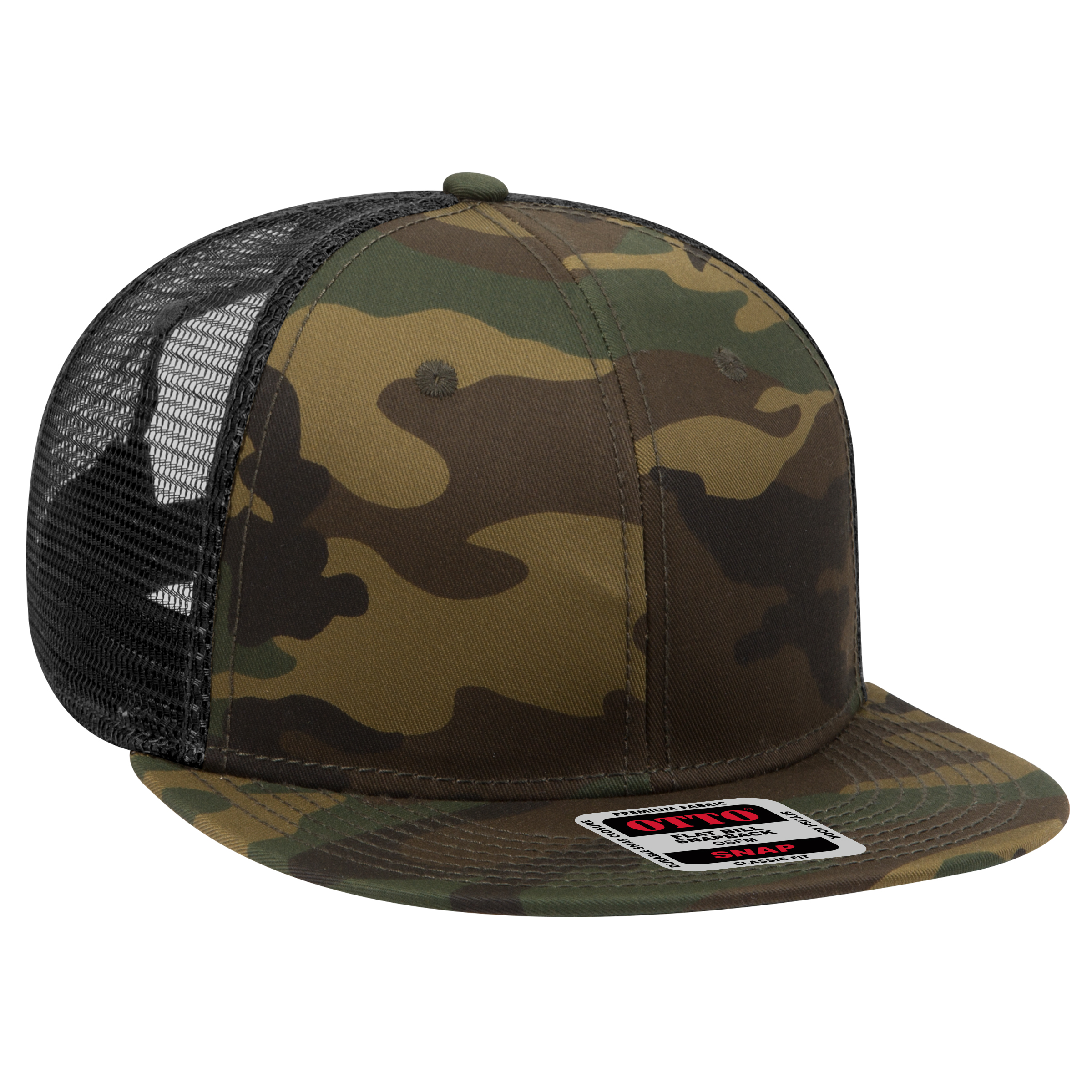 OTTO CAP® OTTO SNAP 6 Panel Pro Style Mesh Back Trucker Snapback Hat 67