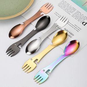 Versatile 2 In 1 Dual Head Stainless Steel Fork Spoon With Carabiner 9