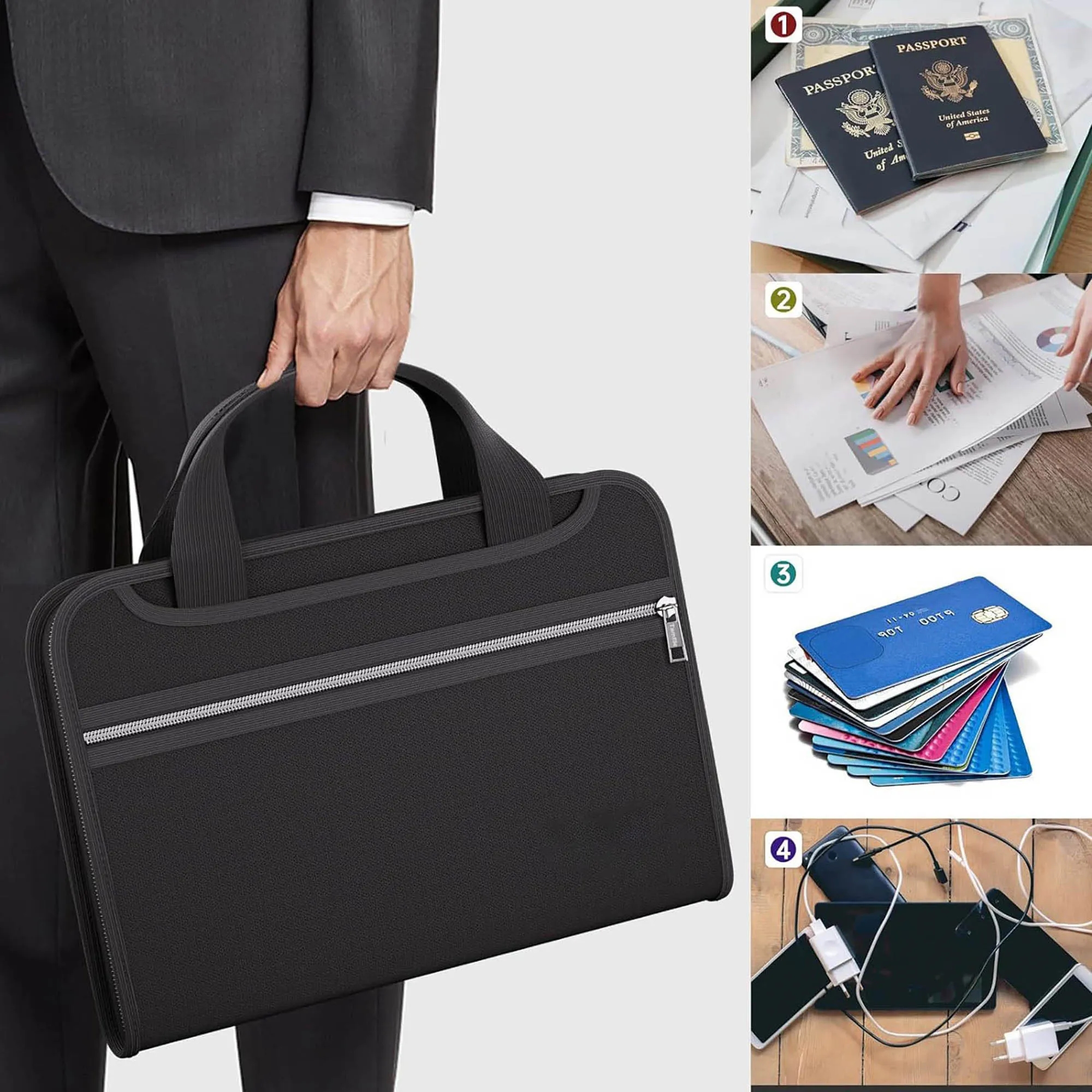 Fireproof Waterproof Accordion File Organizer With Handle 2