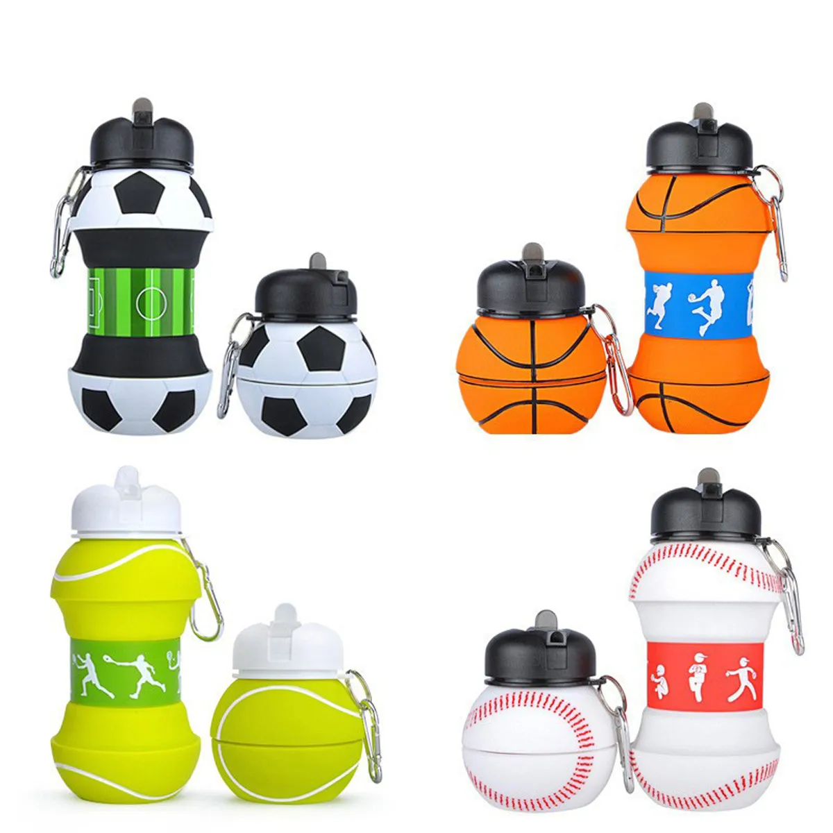 Bowling Foldable Basketball Clip-On Collapsible Water Bottle 4