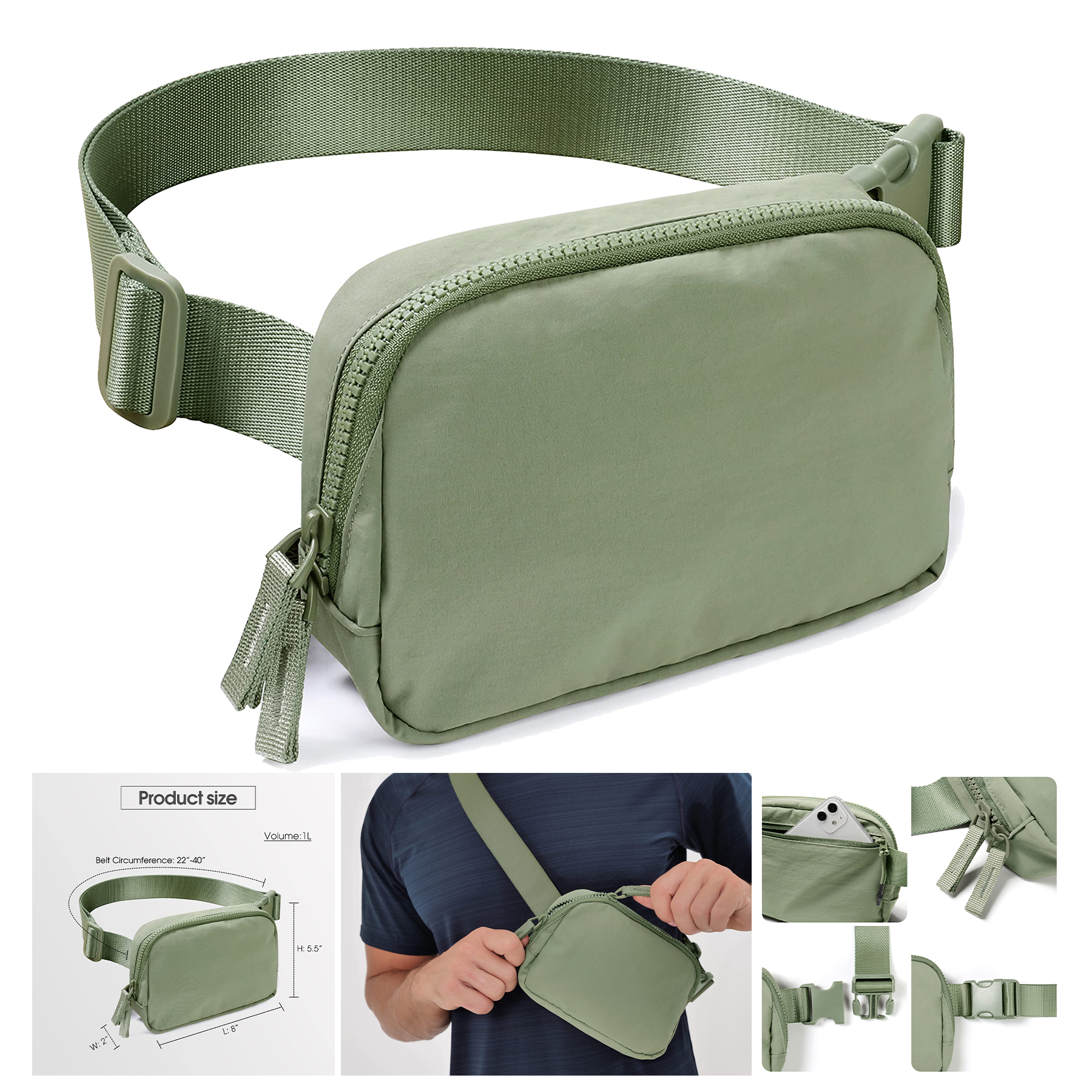 2-Way Zipper Unisex Belt Bag 2