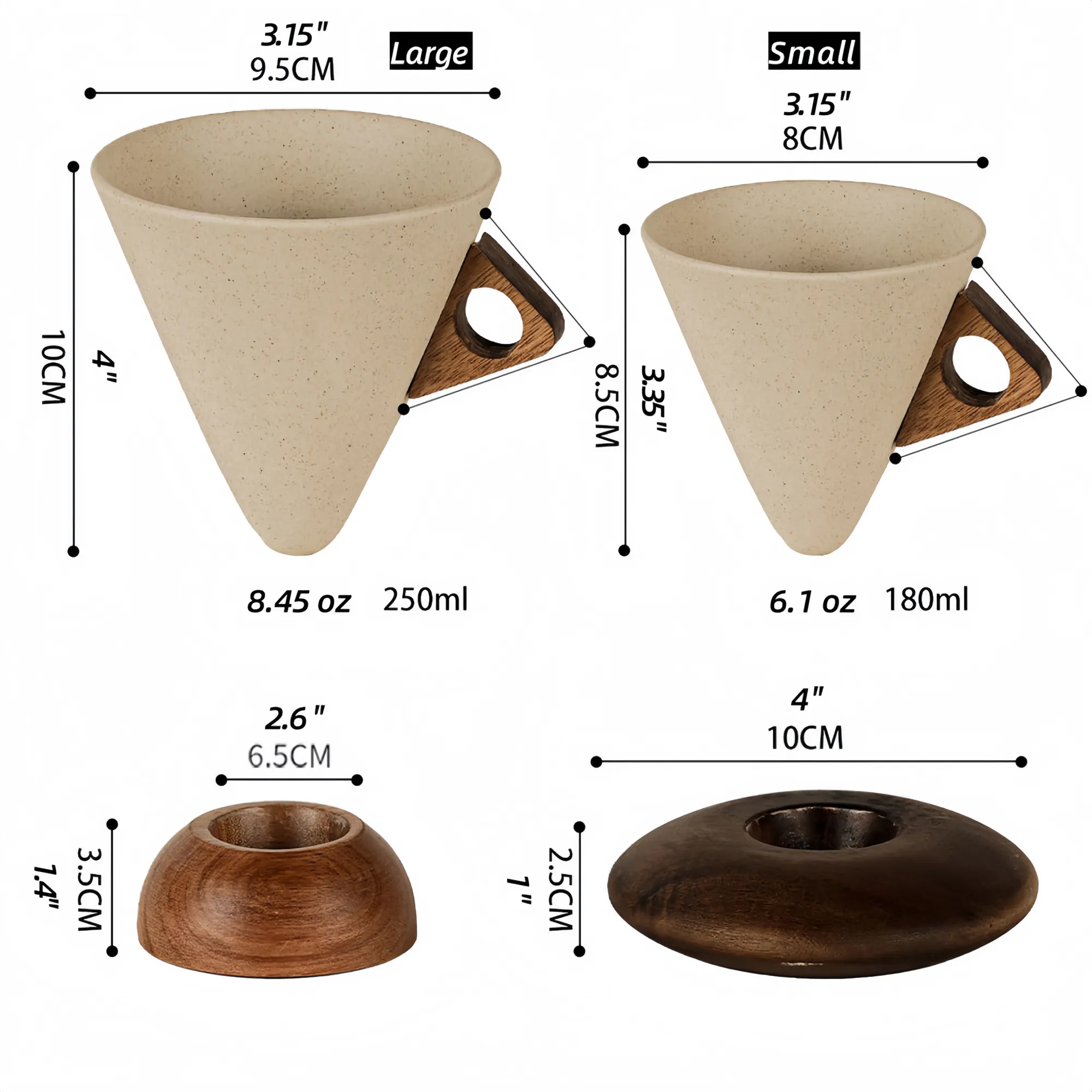 6oz-9oz Creative Funnel-Shaped Ceramic Mug 2
