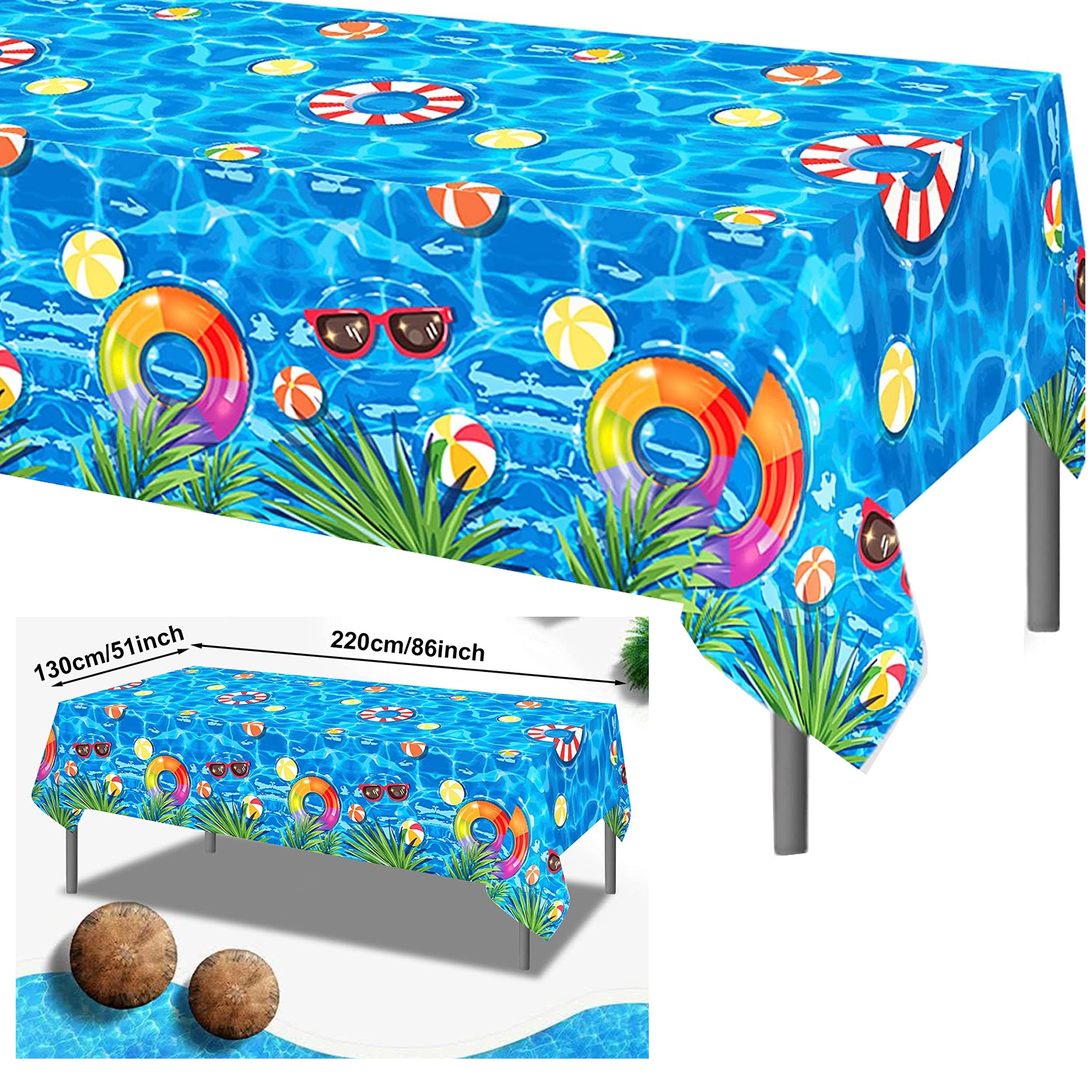 Disposable Pool Party Tablecloth Summer Beach Tablecloth 1