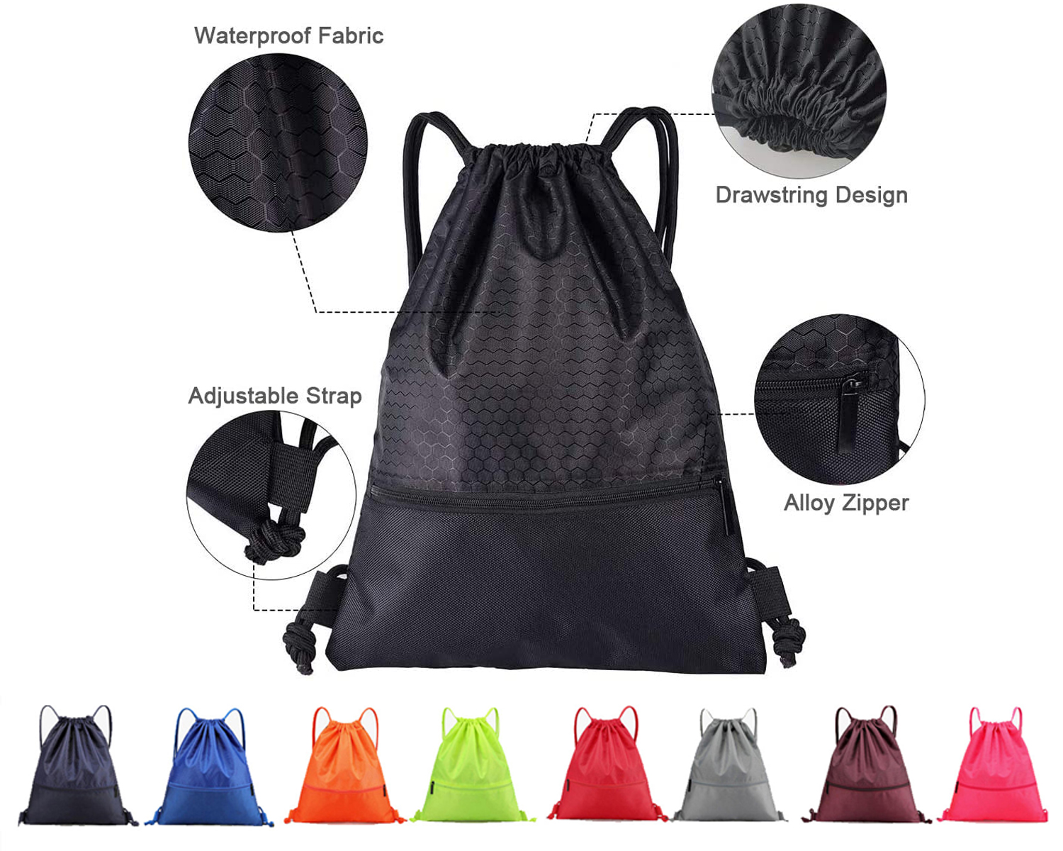 Waterproof Drawstring Sports Gym Backpack 1