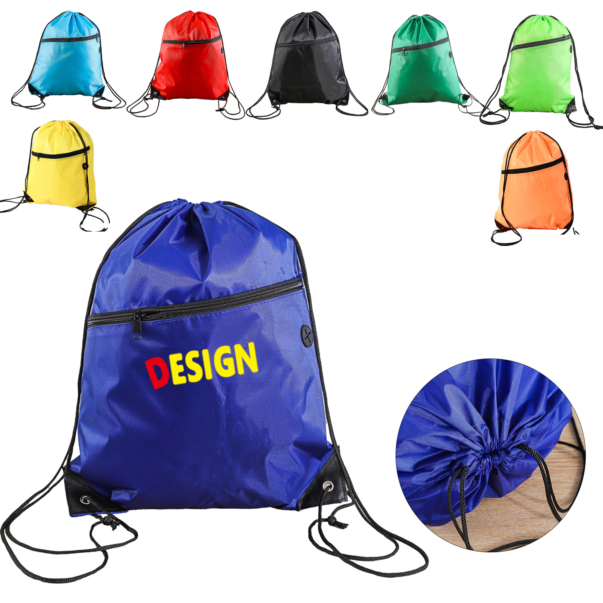 Polyester Drawstring Shoulder Storage Pouch 2