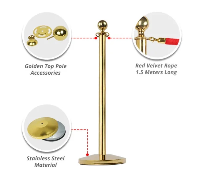 Crowd Control Stanchions With Velvet Rope (1.04ft x 3.28ft) 4