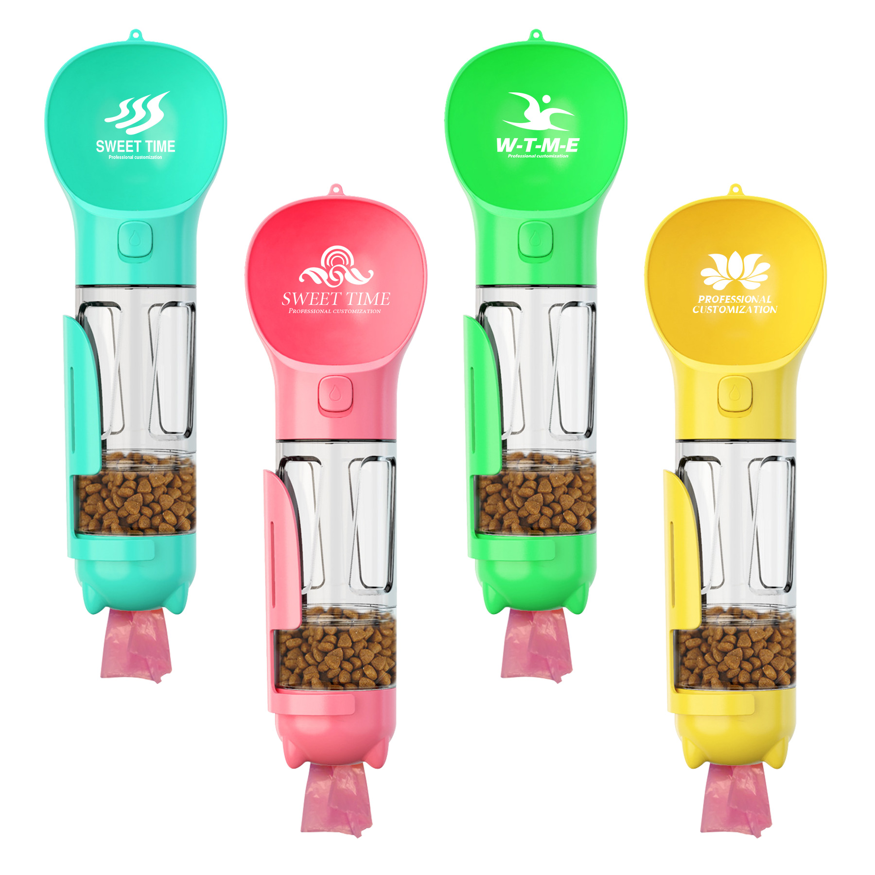 Portable Pet Water Bottle With Food Container And Poop Bag 2