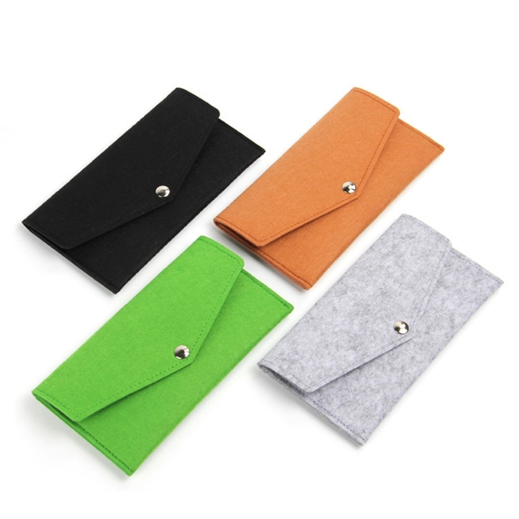 7" Brown Soft Felt Wallet Closed with Button 1
