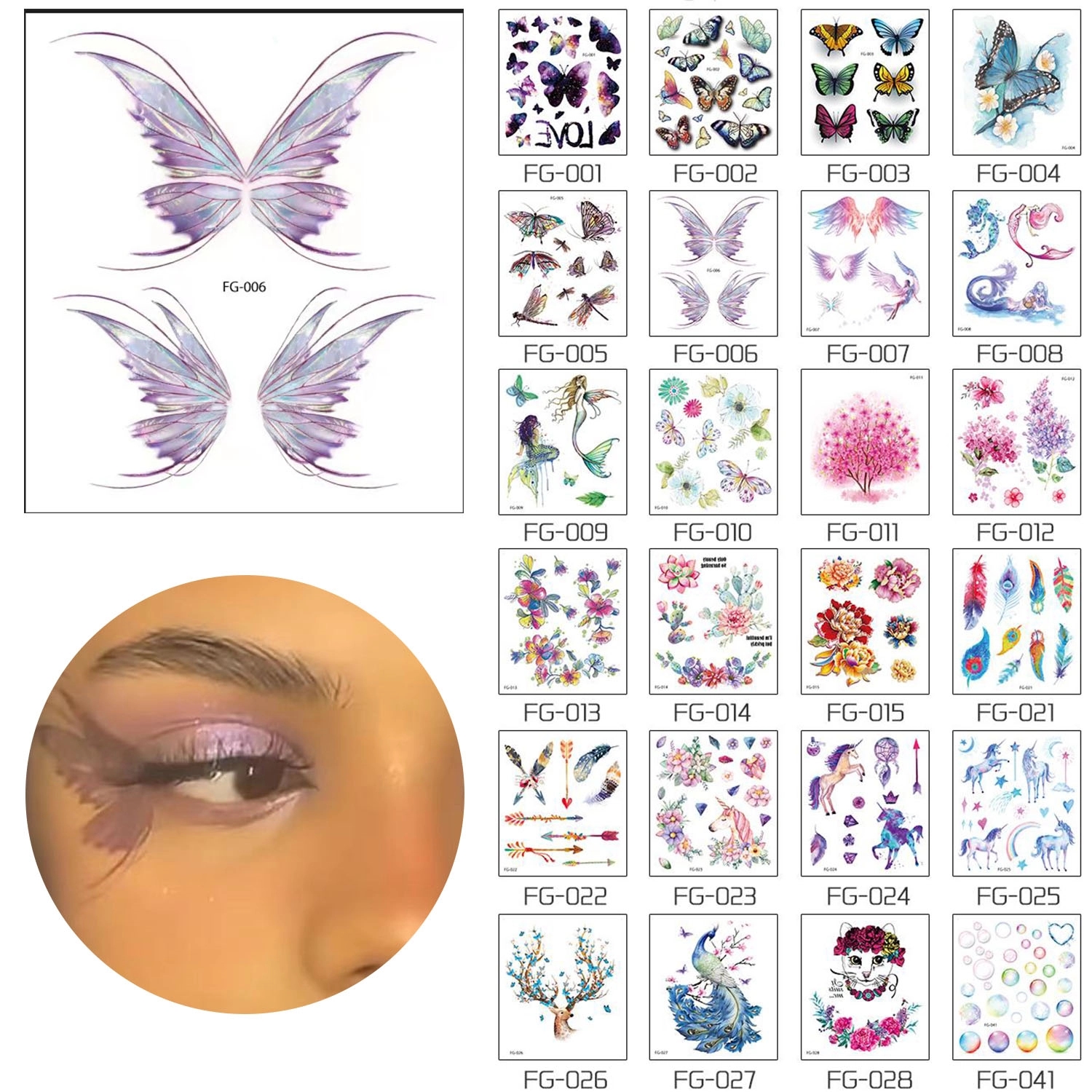 Glitter Temporary Tattoo 10Pcs 3