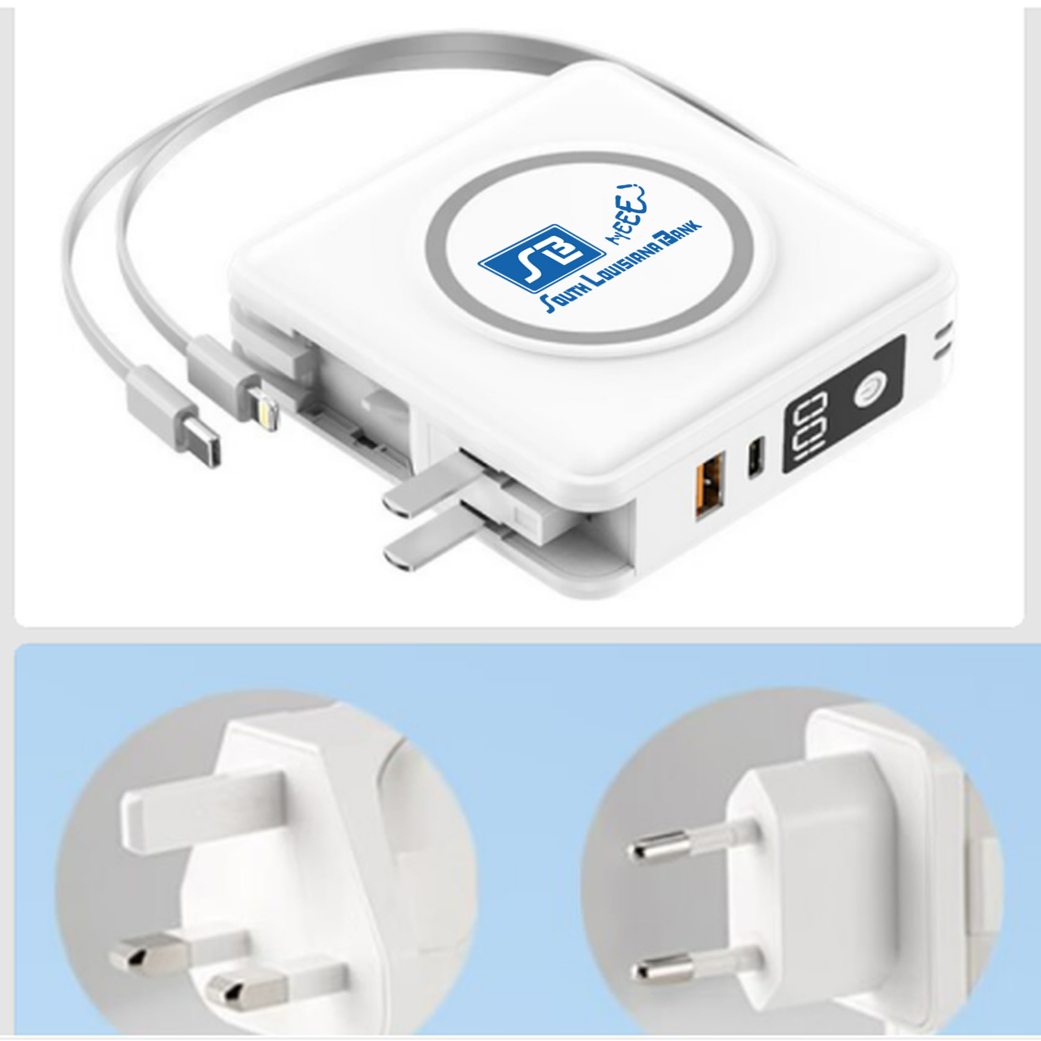 10,000 mAh Wireless Fast Charging Power Bank and 5IN1 Travel Charger w/Intl 2