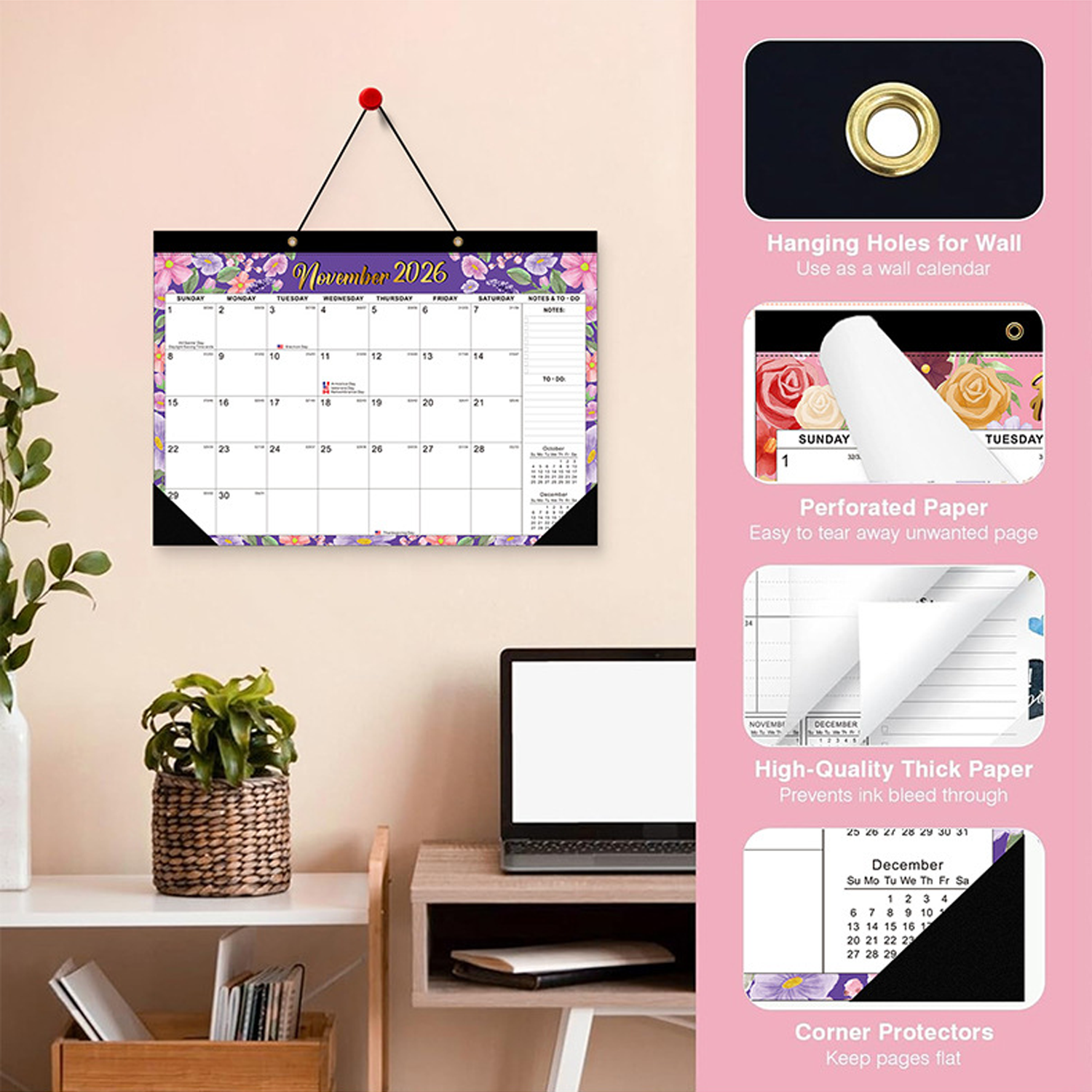2026 Thick Paper Monthly Wall Calendar 3