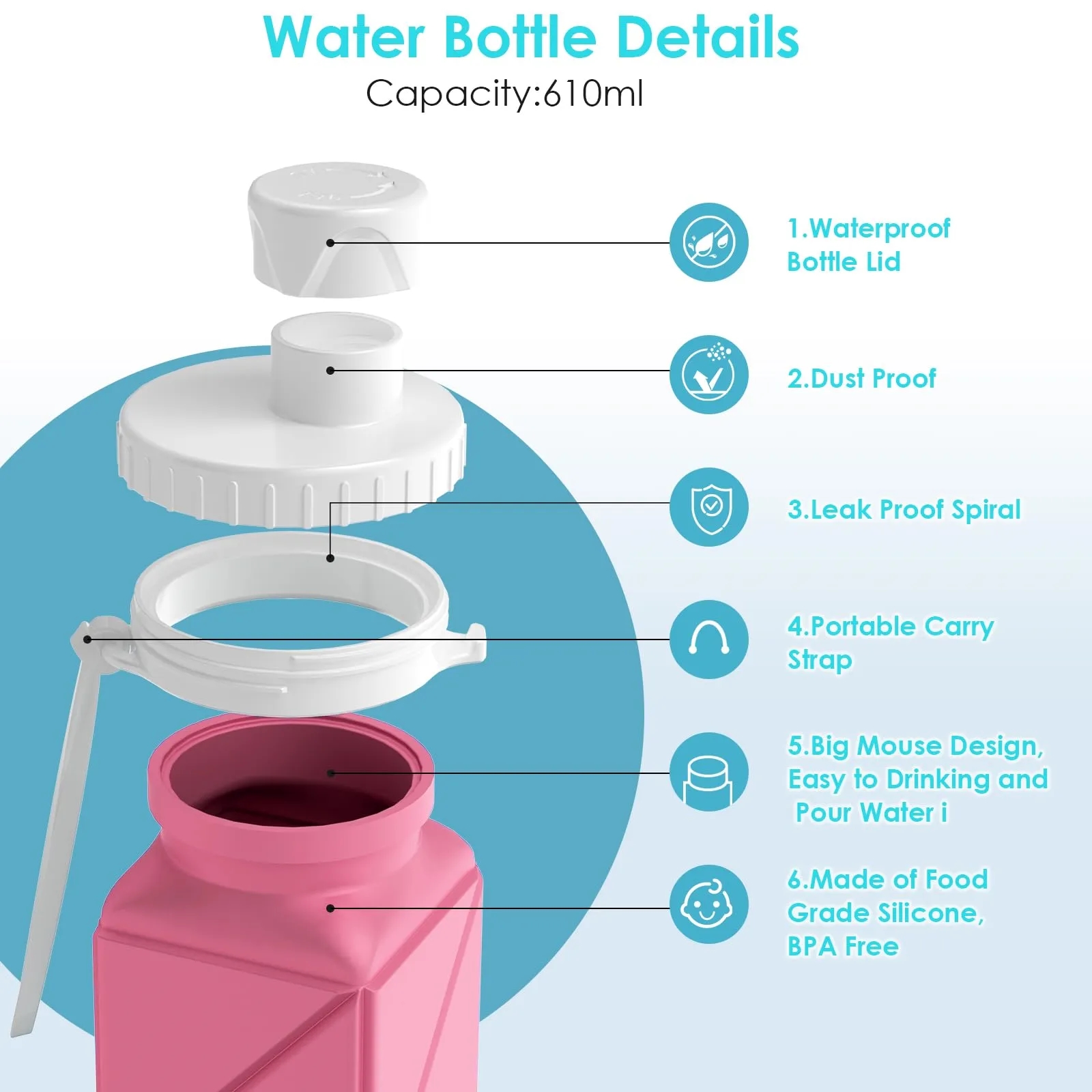 20OZ Foldable Water Bottles for Travel 5