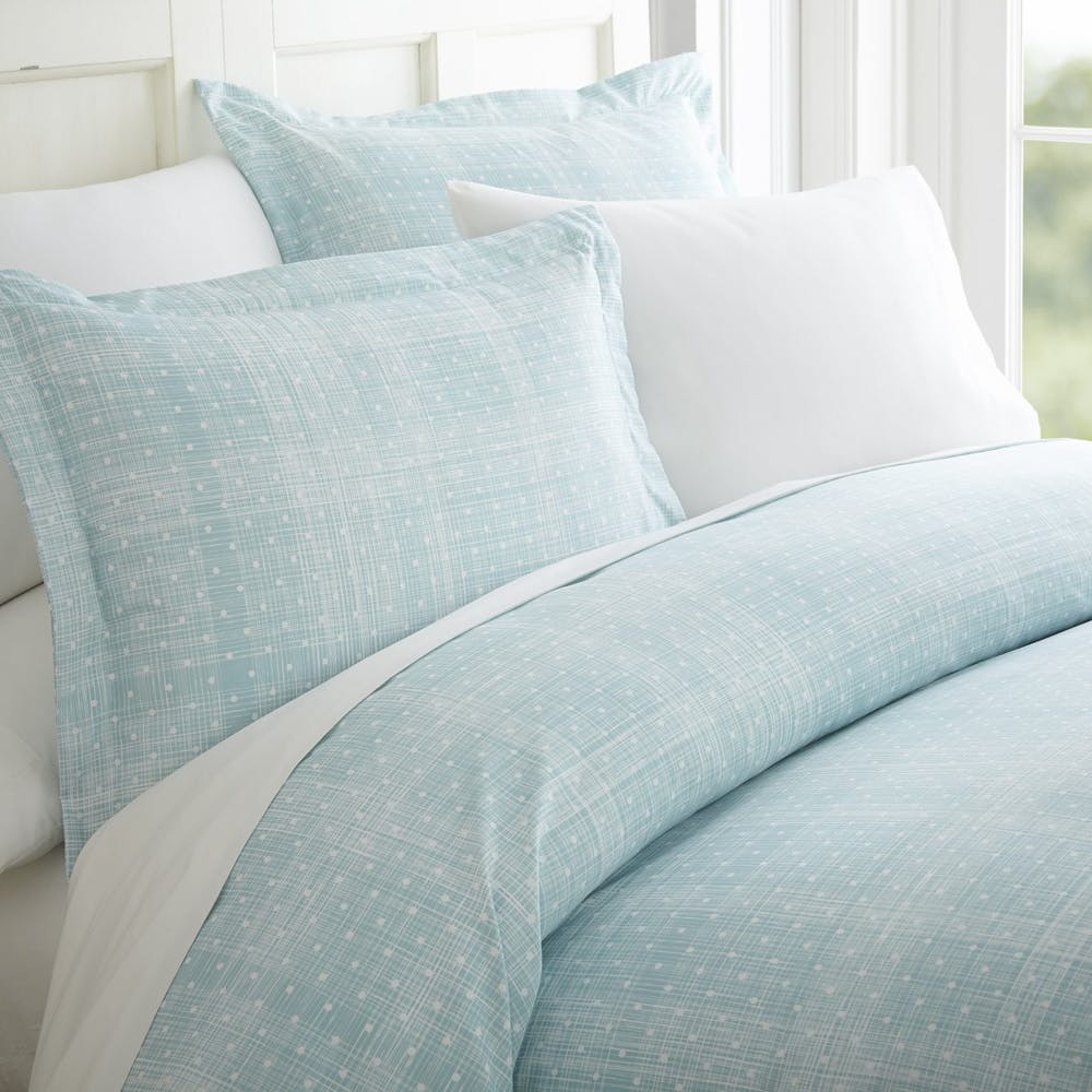 Duvet Cover Sets - Aqua Polka Dot Queen 3 Piece 1