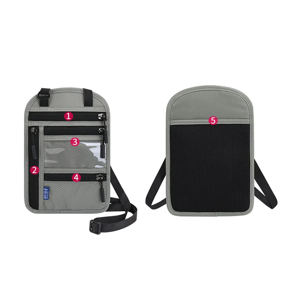 Travel Neck Pouch Passport Holder with RFID Blocking 4