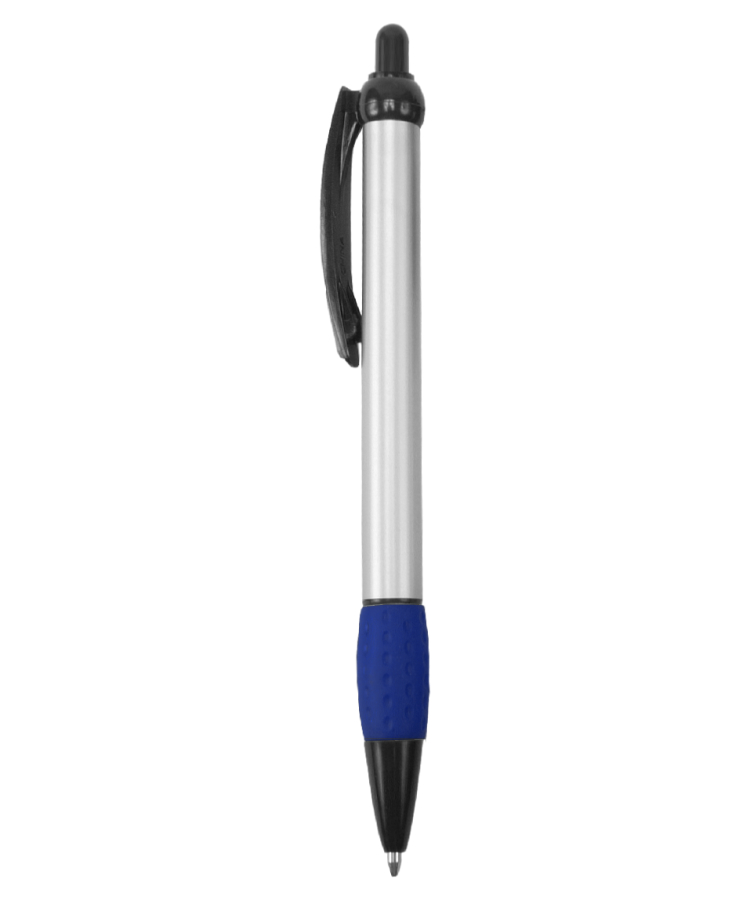 Promotional - Jolly Jotter - Silver Barrels Ballpoint Pens with Colored Trim and Rubber Grip 8