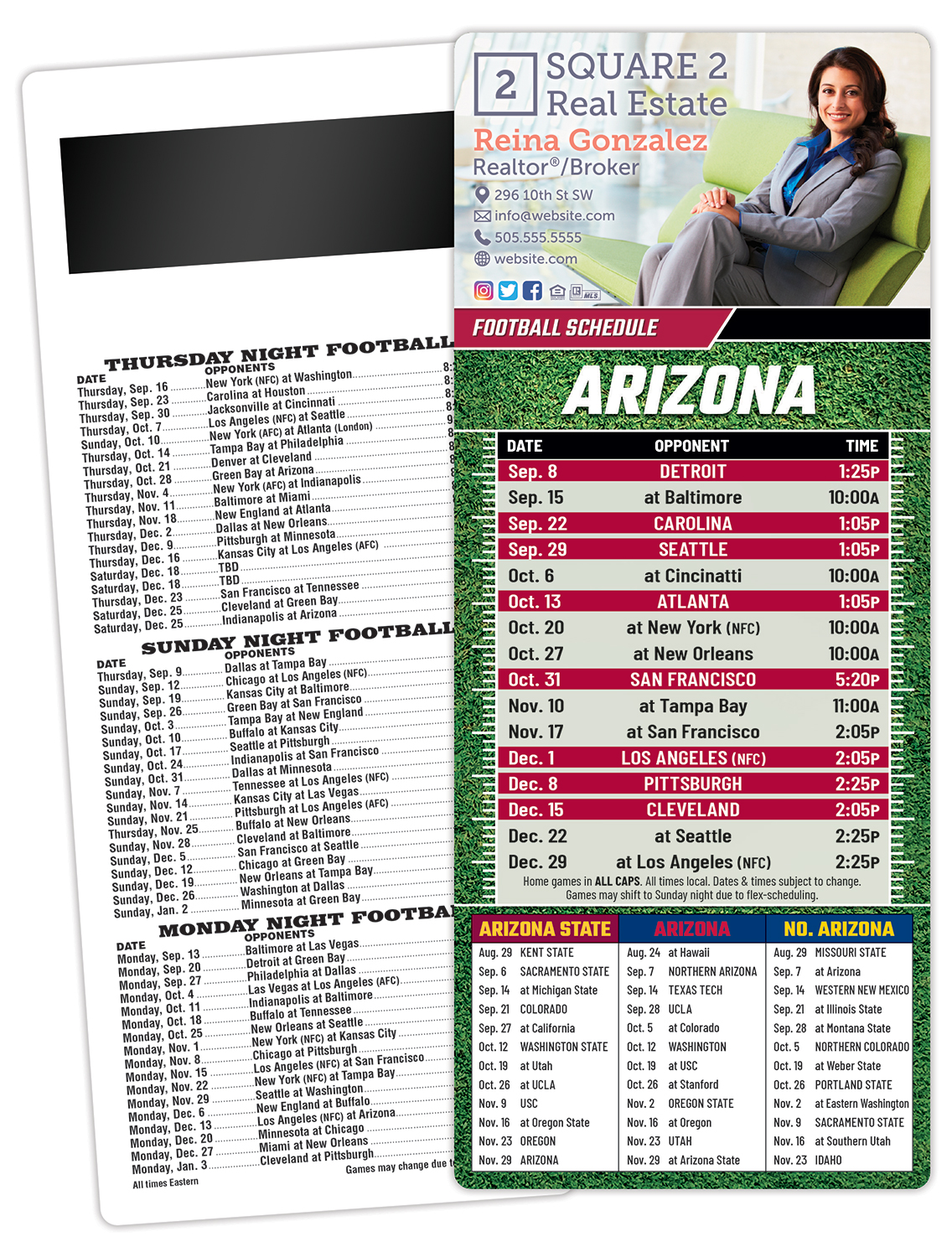Football Schedule Laminated Card/Postcard with Magnet Strip 3.5x8.5 - 14 pt. 1