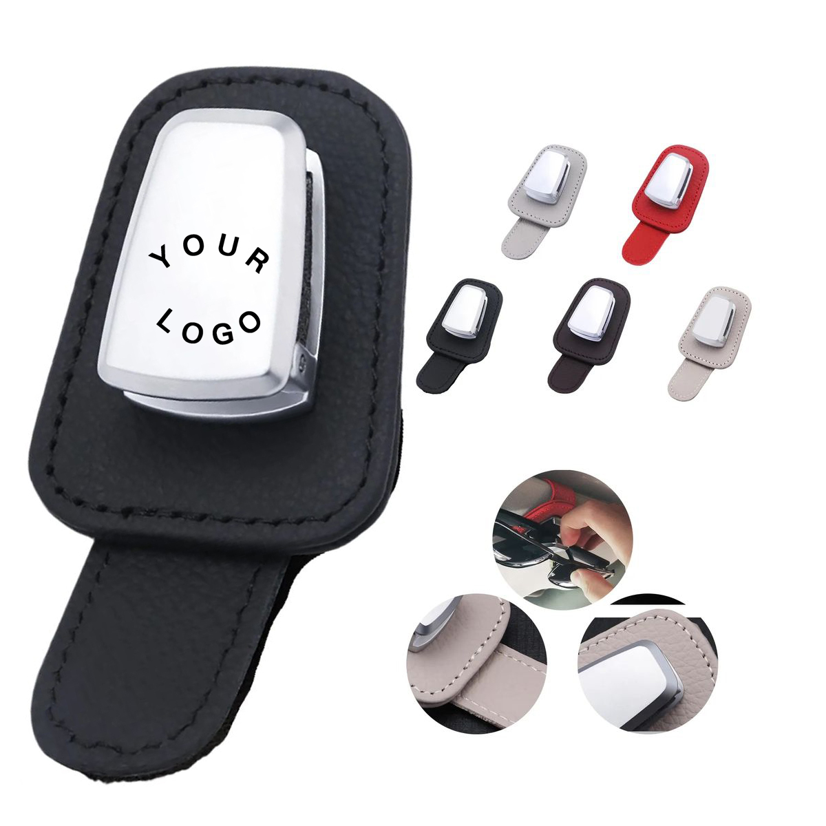 Leather Car Visor Sunglasses Holder Clip 3