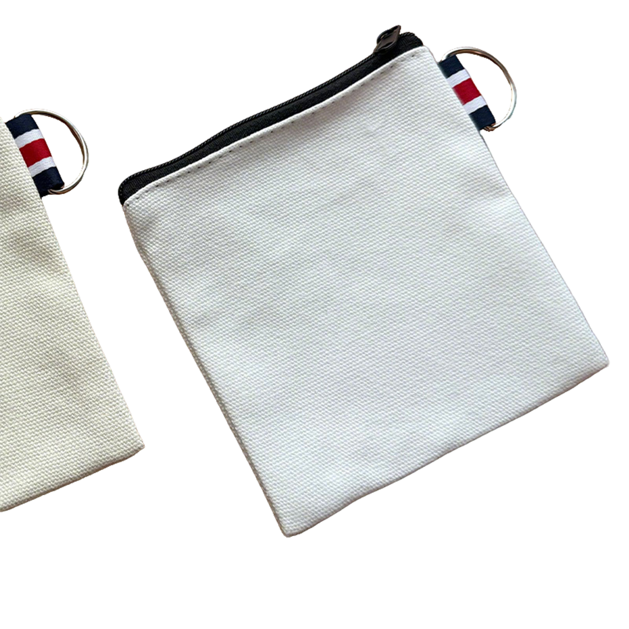 Canvas Zipper Pouch With Metal Ring Square 4.3" Size 9