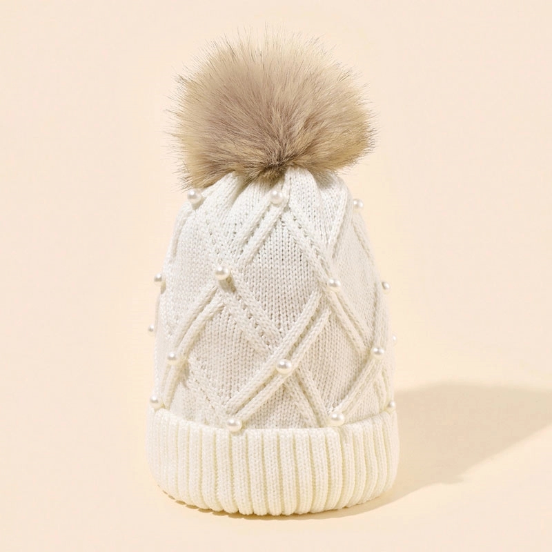 Custom Womens Winter Beanie Hat with pearl 4