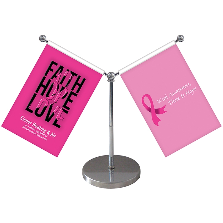 5.5-9" Metal Telescopic Flagpole with Two Double Sided Flags 3